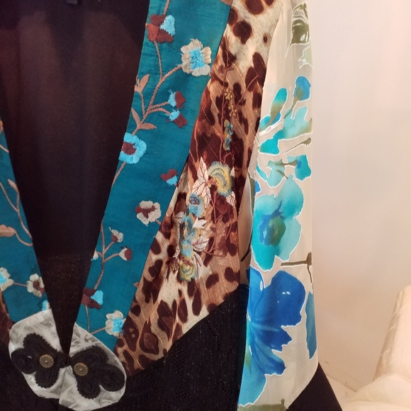 NEW SPENCER ALEXIS 1X SILK BLEND TURQ LEOPARD  EMB - Picture 5 of 8